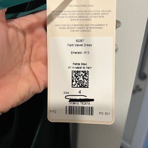 Never been worn Faith Velvet Emerald Dress